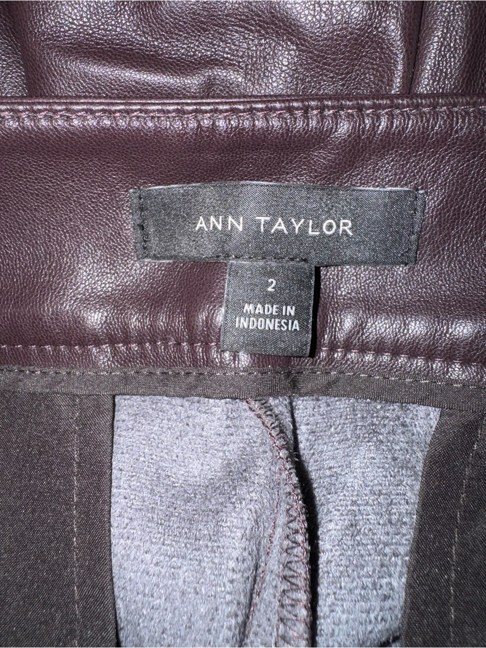 Ann Taylor Faux Leather Straight-Leg Cropped Pants in Dark Brown - Picture 9 of 13